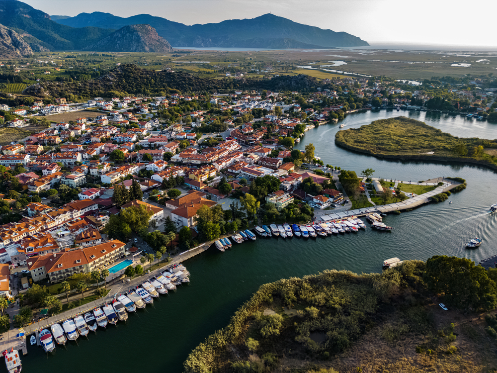 aerial view of dalyan in mugla province, turkey